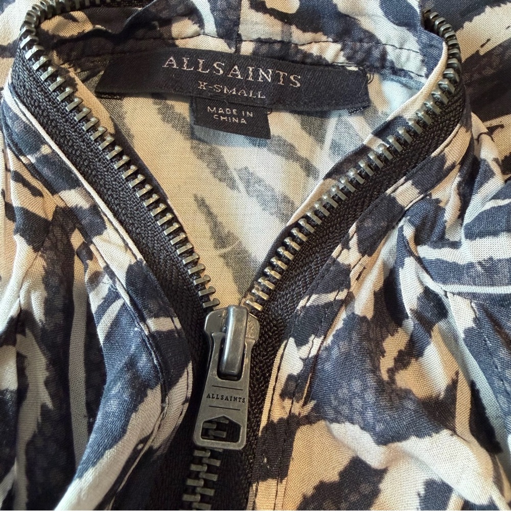 AllSaints Black & Taupe Abstract Knot-Front Dress – Size XS – Asymmetrical Luxe - Picture 9 of 15